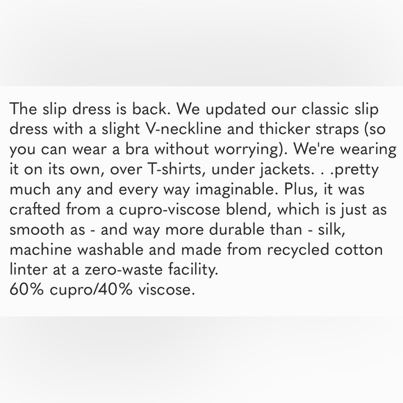 J. Crew Gwyneth V-neck Slip Dress in Cupro Blend
Machine wash - Picture 3 of 5